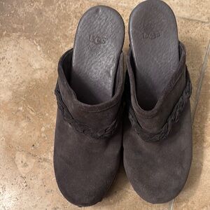 UGG Dark Gray Suede Clogs